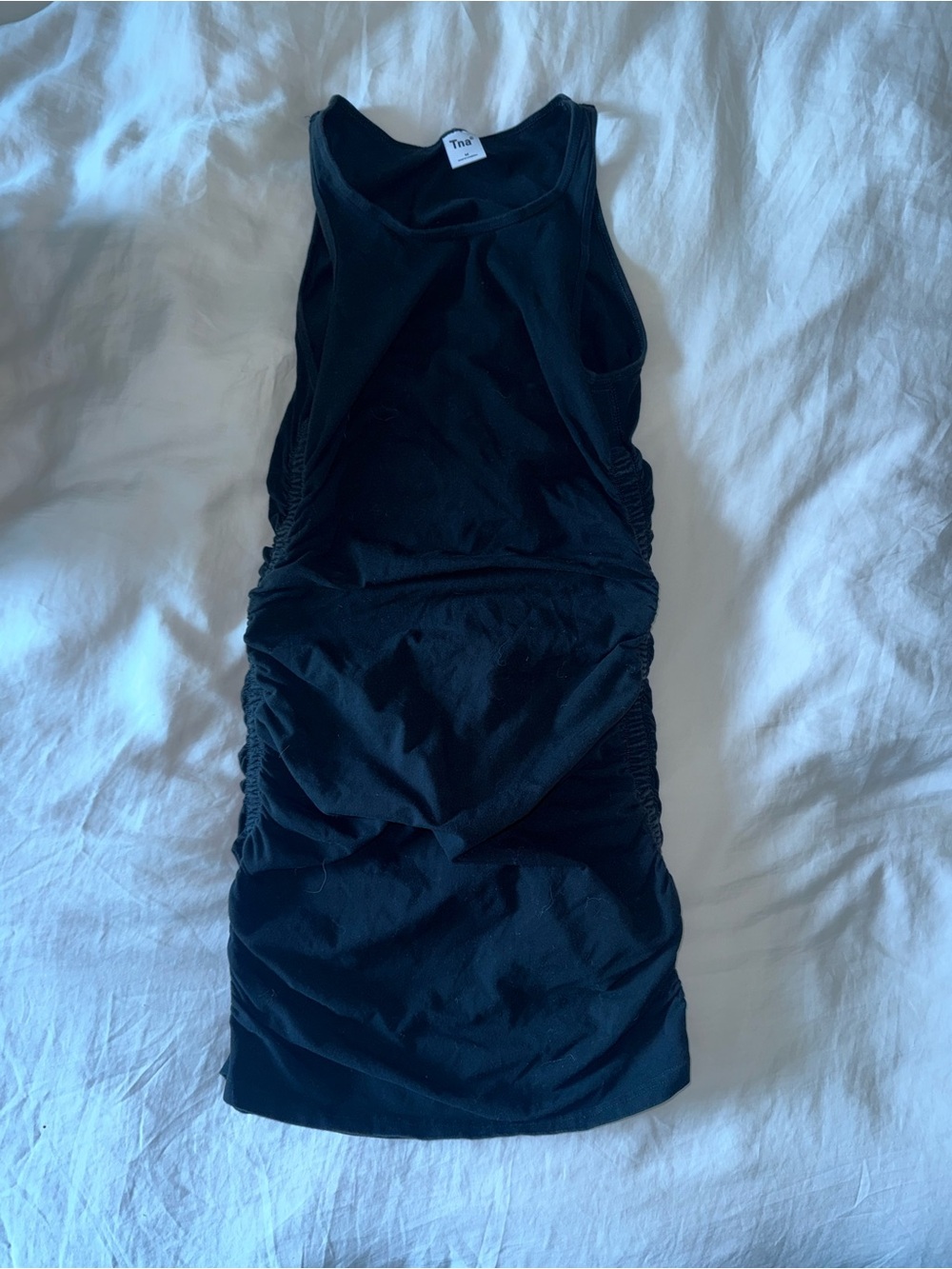 TNA Black Sleeveless Ruched Dress